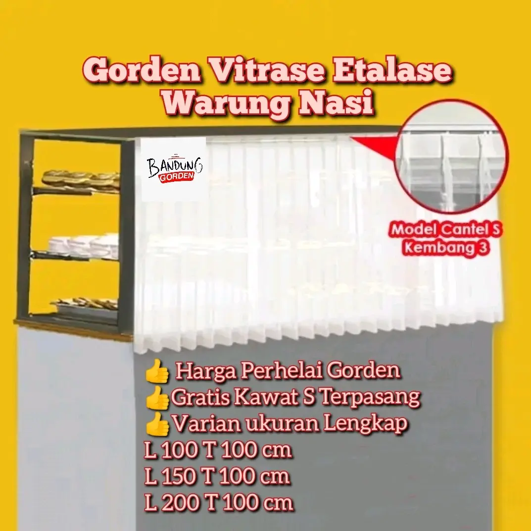 Gorden Etalase Warung Nasi Padang Hordeng Etalase Warteg Horden Penutup Gerobak Jualan Makanan Gordeng Ventilasi Jendela Kain Tirai Curtain