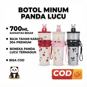 Tumbler  700ml Dengan Sedot & Tutup Debu Botol Minum Stainless 304 Anti Tumpah - Desain Lucu Imut Untuk Wanita & Sekolah