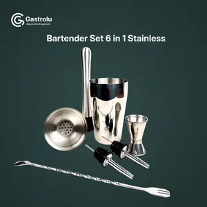 Bartender Set 6 in 1 Stainless – Alat Bikin Cocktail & Mocktail | Bar Tools Set Lengkap