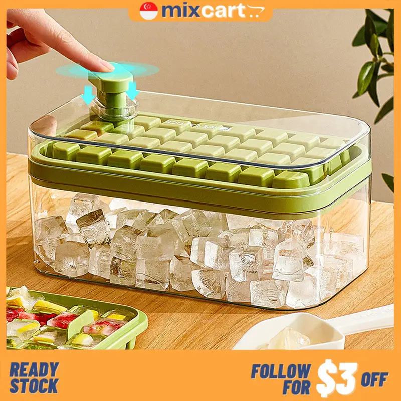 [SG Stock]ice-making box One click demolding DIY Ice Grid Ice tray mold Storage box Food grade small ice maker