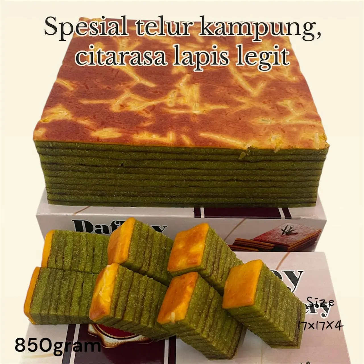 KUE LAPIS LEGIT SPESIAL PANDAN 17 X 17 ORIGINAL WYSMAN 100% HALAL FUL TELUR KAMPUNG