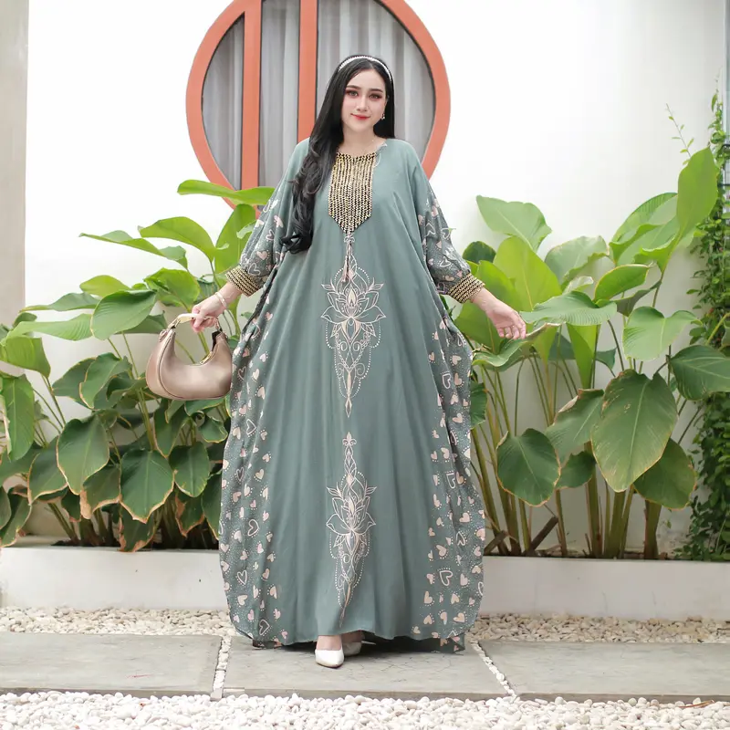 Kaftan Renda Sultan Busui / Motif Love / Rayon Premium Cantik Formal Gamis Muslim Dress Tebal Wanita Lebaran 1