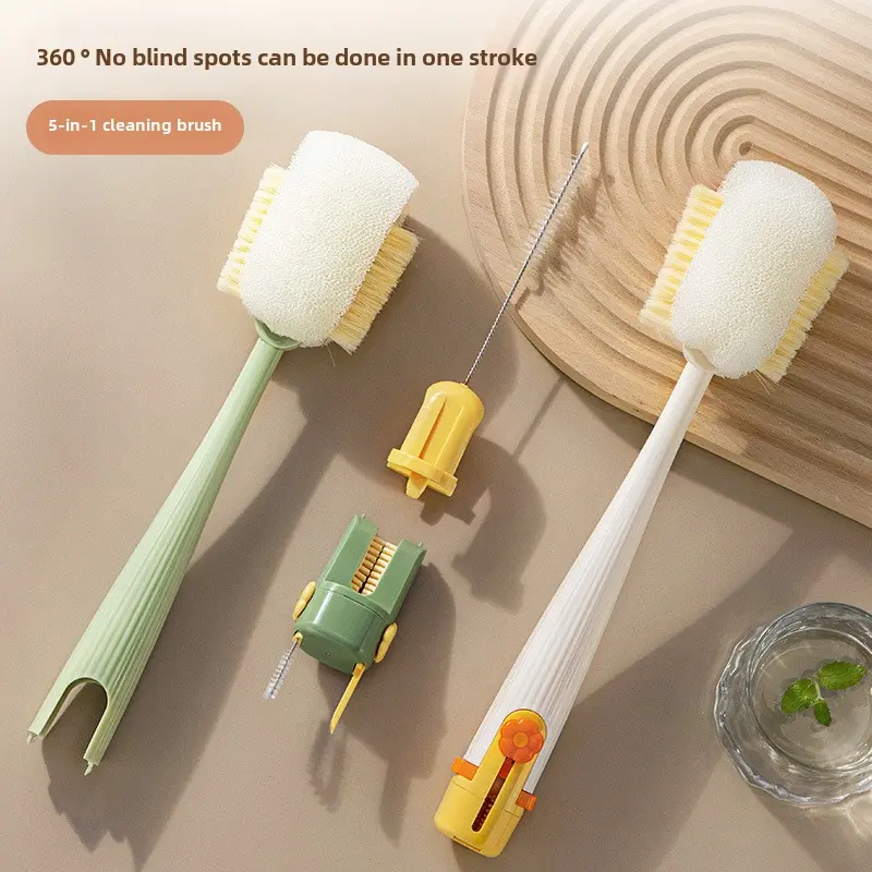 Bàn Chải Cốc, Năm Trong Một, Dụng Cụ Vệ Sinh Cốc Nước, Cán Dài, Đa Chức Năng, Bàn Chải Nắp Cốc Cách Nhiệt, Đặc Biệt Để Vệ Sinh Cốc, Thích Hợp Cho Các Loại Cốc, # Cốc
