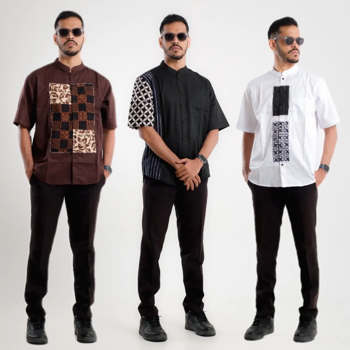 IDRYS - Kemeja Batik Pria Dewasa Lengan -  ALL VARIAN - Pendek Kemko Kombinasi Batik bahan Lembut | koko Muslim Kerah Shanghai Baju Panjang Tangan Toyobo Katun Nyaman