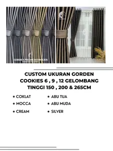 Gordeng Custom 6 - 9 - 12 Gelombang Murah Terlaris Gorden Jendela Aesthetic Hordeng Ruang Tamu Tirai Pembatas Ruangan Pintu  Blackout Cookies