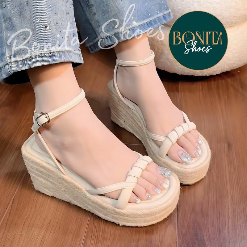 Sandal xuồng đế cối quai xoắn cao 9 cm - BMC17