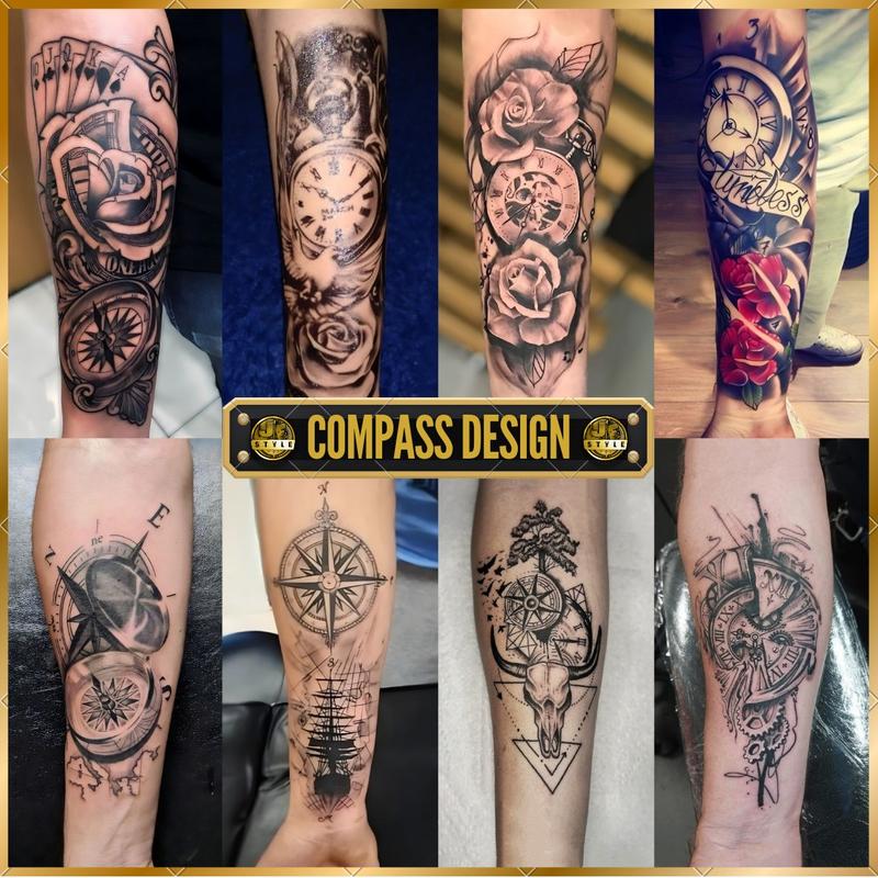 [CFC-CFD] TATO TEMPORER MOTIF JAM KOMPAS BUNGA COMPASS ROSES DESIGN ...
