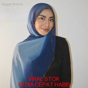 Tudung Wanita Berumbai Mutiara Chiffon Gradien Baharu, Tudung Tradisional Malaysia Bersulam Tangan, Dihiasi dengan Rhinestones yang Halus, Tulle Kapas Jepun dengan Hiasan Manik, Tudung Eid Rekaan Itali, Termasuk Ikat Rambut.