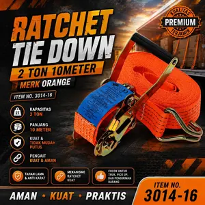 Webbing Cargo Lashing 2" X 10 Meter Ratchet Tie Down Alat Ikat Barang Di Mobil Ratchet Tie Down 2 Ton.