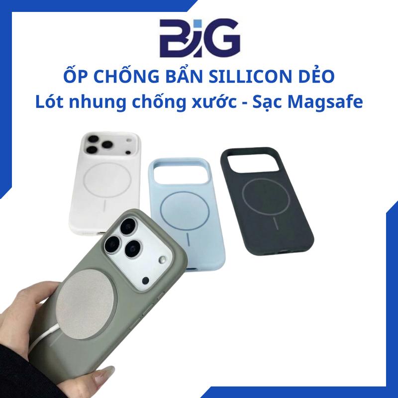Ốp Lưng BIG LIKGUS Silicon Dẻo Lót Nhung Chống Xước, Chống Bẩn, Chống Vân Tay, Chống Rơi Vỡ có sạc Từ Tính Magsafe Cho Đủ Loại iPhone 18 Pro Max 17 16 15 14 13 12 Pro Max Bảo Vệ Camera, Nút Control Chống Sốc