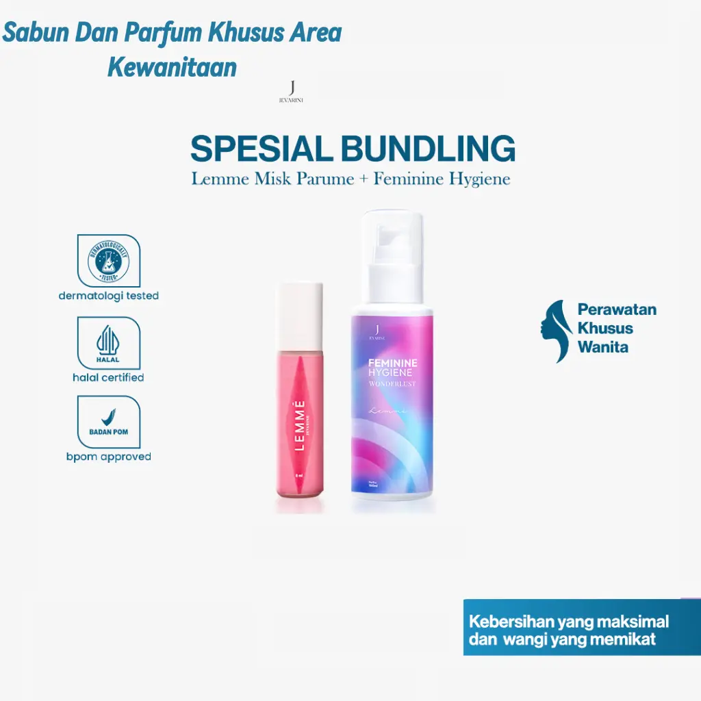 Paket Bundling-JEVARINE Lemme Feminine Hygiene + JEVARINE Lemme Misk Parfume Perfume Perawatan