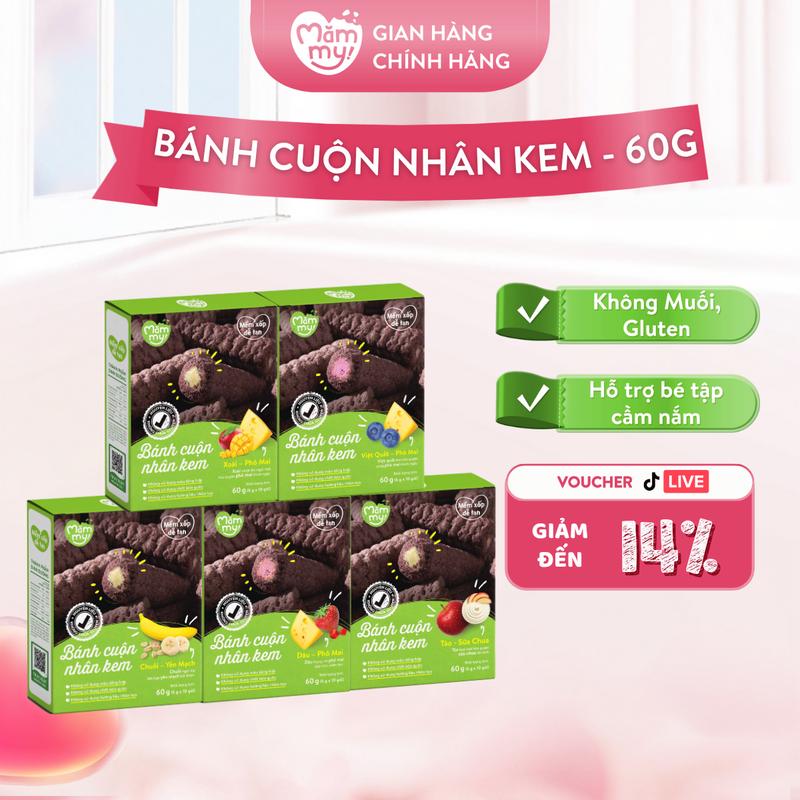 [STB] Bánh Ăn Dặm Cuộn Kem MĂMMY Giàu Dinh Dưỡng Giòn Tan Nhân Mềm Bổ Sung Canxi DHA Cho Bé Từ 7 Tháng Tuổi, Hộp 60g (10 gói x 6)