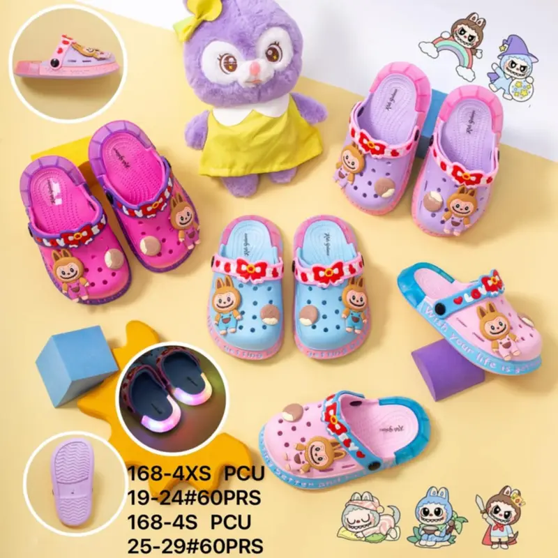 sandal baim lampu LID labubu anak anak viral 168-4XS (19-29) sandal baim anak anak karakter labubu menyala terbaru Fashion Sepatu 0