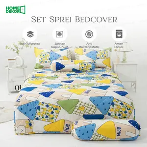 HOMEDEKOR Set Sprei Bedcover Colourful Comfy Sarguntal Bahan Microtex Adem Halus Lembut Single Queen King Size [08]