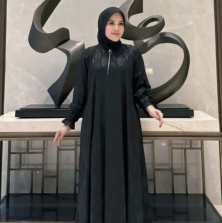 New Madena Abaya Jetblack Jaguar Semi Sutra Original premium by Arsyakayla/ baju gamis abaya hitam simple & elegan modern 2024 Cantik Katun Mewah Motif Muslim Tangan Ibu Renda