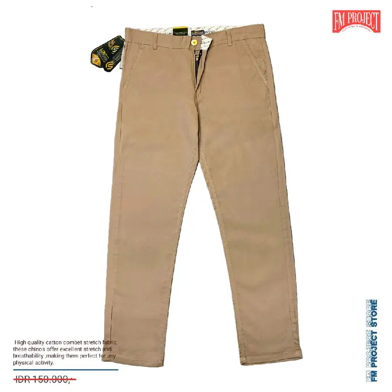 Terlaris CHINOS PREMIUM FULL ACCESSORIES KATUN COMBED STRETCH Nyaman Panjang Pria cutting reguler fashions panjang abu panjang chino ankle Formal chino outfits bahan regular fit Hitam Basic 0