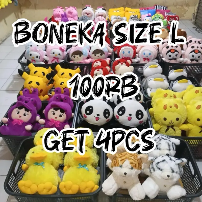Paket Boneka Size L Isi 4 Pcs Bebas Pilih Karakter - Hadiah Anak-Anak atau Koleksi Pribadi - Dolls