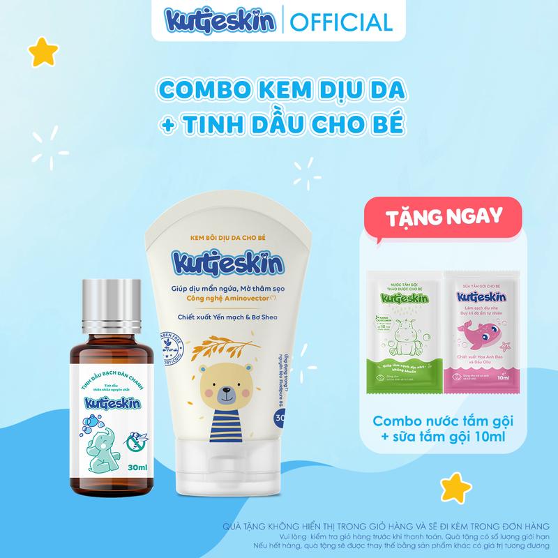 Combo Tinh dầu bạch đàn chanh & Kem bôi dịu da Kutieskin Cho Bé - BDC02+KKD01