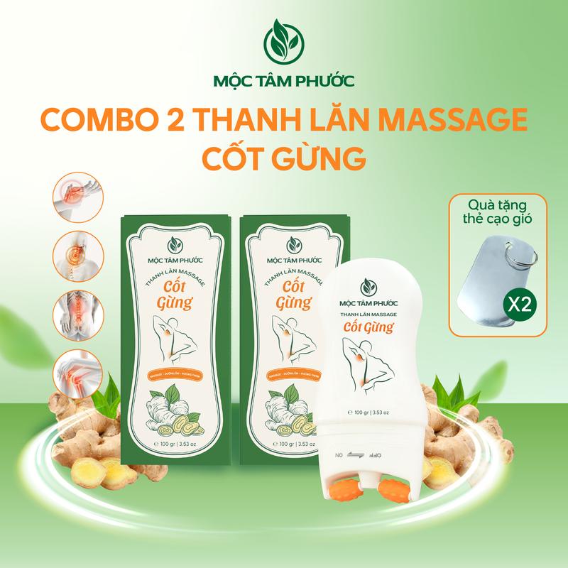 Combo 2 Thanh Lăn Massage Cốt Gừng Mộc Tâm Phước Hỗ Trợ Thư Giãn Cơ Cải Thiện Nhức Mỏi Cổ Vai Gáy 100ml