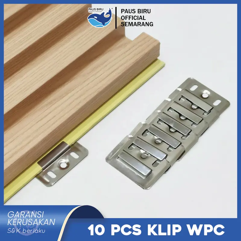 Paus Biru - 10 PCS Klip Engsel WPC Wall Panel - Penjepit Wood Panel - Aksesori Pemasangan WPC - Ukuran 3,6 cm x 5 cm - Bahan Plast Besi Tidak Mudah Berkarat dan Kuat