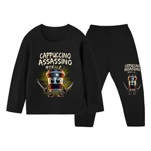 Baju Tidur Anak Gambar Cappuccino Assassino Piyama Setelan Panjang Ukuran (S-XXL) 1 Sampai 10 Tahun Laki-laki Katun Lengan Panjang sedikit l (5-6 tahun) pakaian tidur Kancing-1764