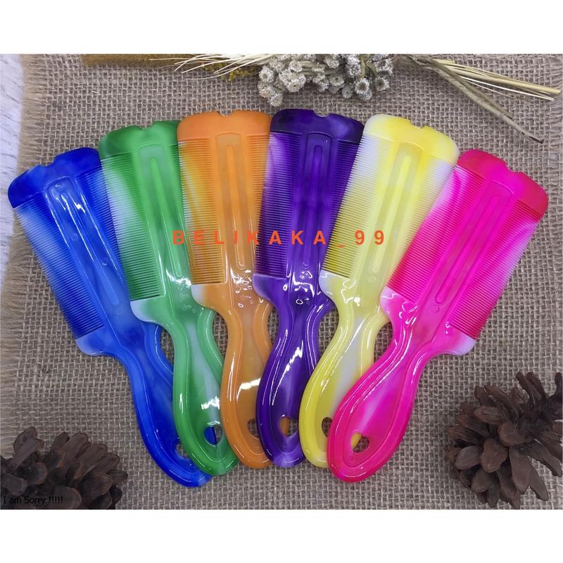 SISIR SERIT KUTU RAMBUT GAGANG PLASTIK WARNA WARNI / SISIR SERIT PLASTIK / SERIT KUTU BAHAN PLASTIK 2