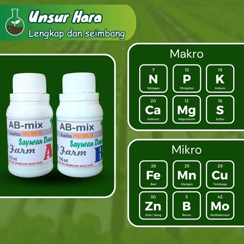 AB Mix 100 ml Cair Pupuk Nutrisi tanaman Hidroponik Sayuran Daun 3