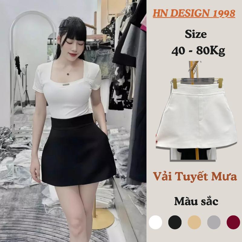 COMBO chân váy chữ A hot trend 2026 có BIGSIZE vải TUYẾT MƯA MỚI HN DESIGN chân váy cạp cao che mỡ bụng có quần bảo hộ có túi women 188 thoi