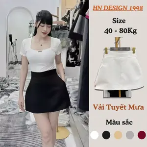 COMBO chân váy chữ A hot trend 2026 cạp cao có BIGSIZE che mỡ bụng nữ HN DESIGN có quần bảo hộ 2 túi vải tuyết mưa mới 188 ĐAI