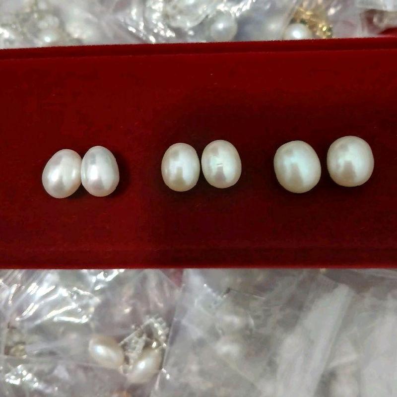  1 đôi ngọc trai thật dáng giọt nước làm bông tai xinh xắn 