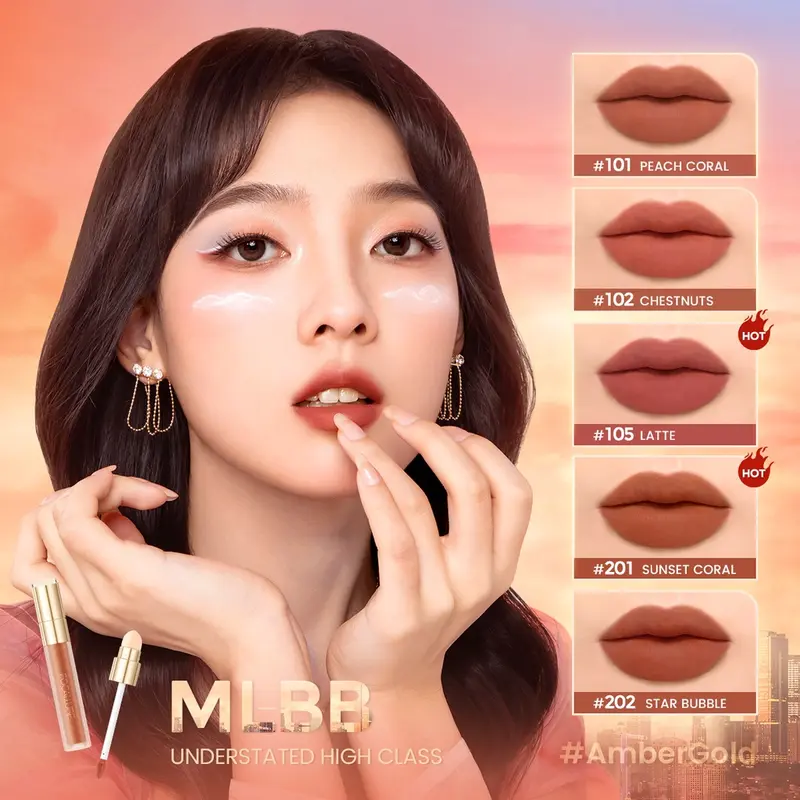 FOCALLURE#AmberGold Velvet Matte Lip Clay Multi-use Sponge Lip Brush 1