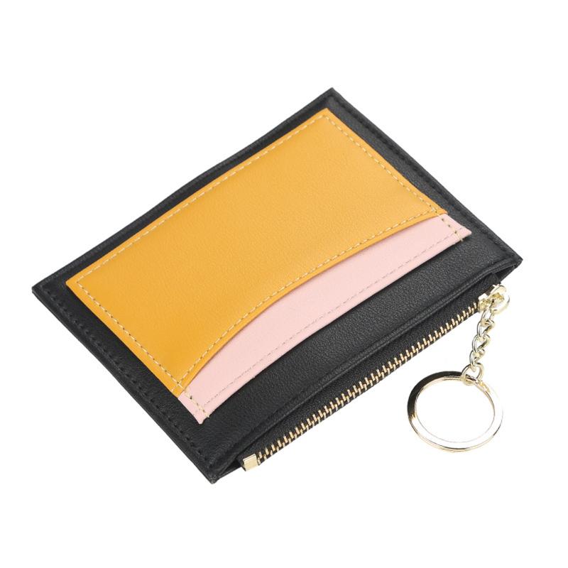 Baellerry Womens Korean Style Patchwork PU Zippered Key Holder Multiple Card Slots Compact Wallet 6