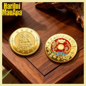 Koin Fengshui Dewa Rezeki Original Murah Bahan Logam Emas