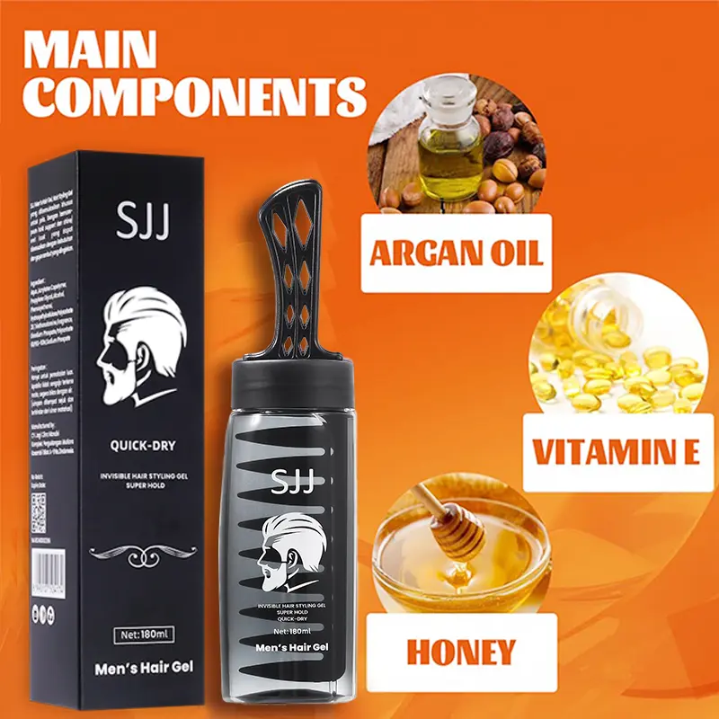 Hair Styling gel hair spray Gel Rambut Sisir minyak rambut pria 180ml Penata Tahan Lama Tidak Lengket Kering Berminyak Ketombe Perawatan Pomade Mousse volumizing  hair hair  wax 7