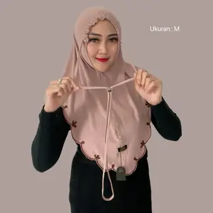 Indah Store - Hijab Instan Bergo Kerut Tali Jersey Laser Sulam Stoper KDA By Padli Indah Store - Hijab Instan Bergo Kerut Tali Jersey Laser Sulam Stoper KDA By Padli