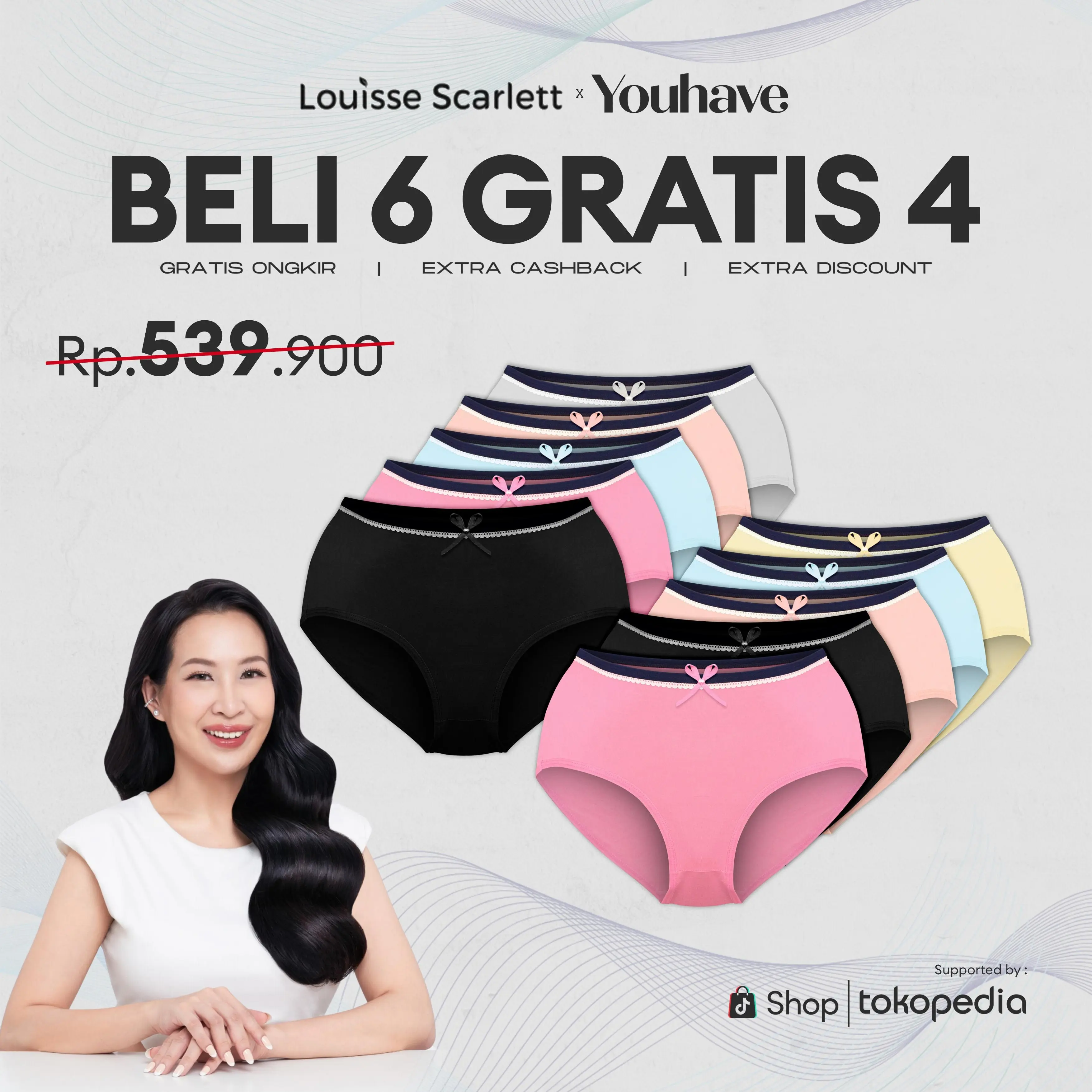 YOUHAVE X LOUISE SCARLETT  BELI 6PCS GRATIS 4PCS Celana Dalam Wanita Panty Wanita CD Wanita Underwear Wanita 300072