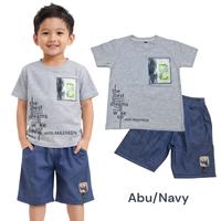 Gambar Masyken Setelan Celana Pendek The BEST anak laki2 usia 1-10 Tahun - Abu / Navy, M dari masyken Kota Administrasi Jakarta Barat 4 Tokopedia