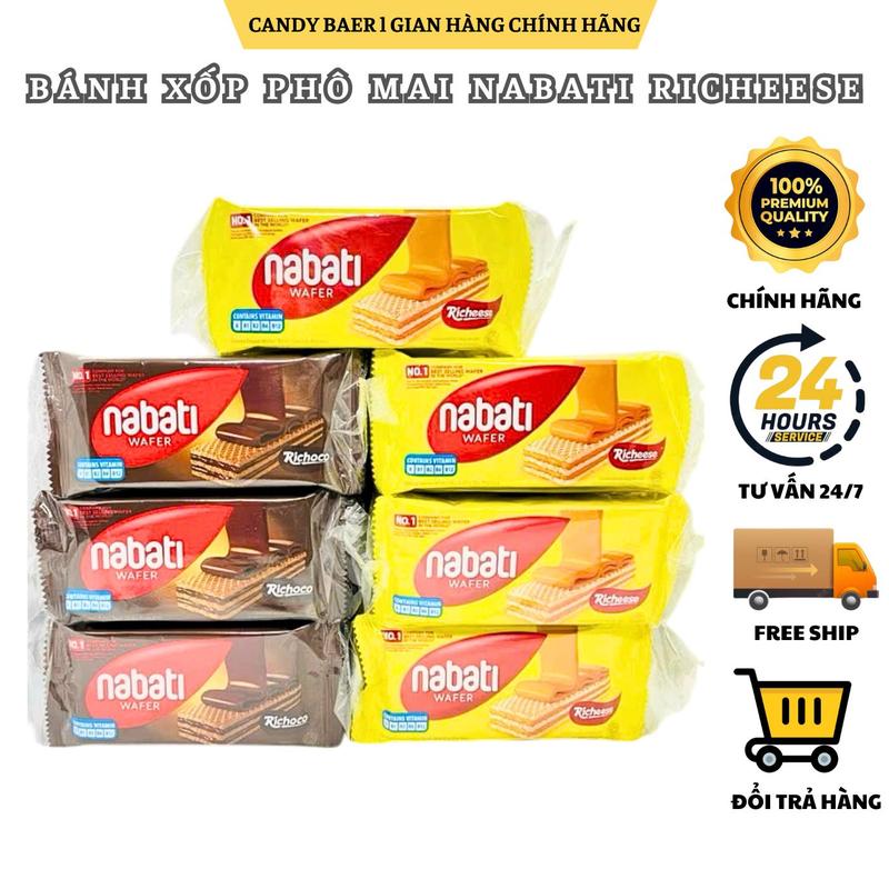   LỐC 10 GÓI 17G  Bánh xốp nhân phô mai Nabati - Bánh Xốp Nabati Phô Mai 