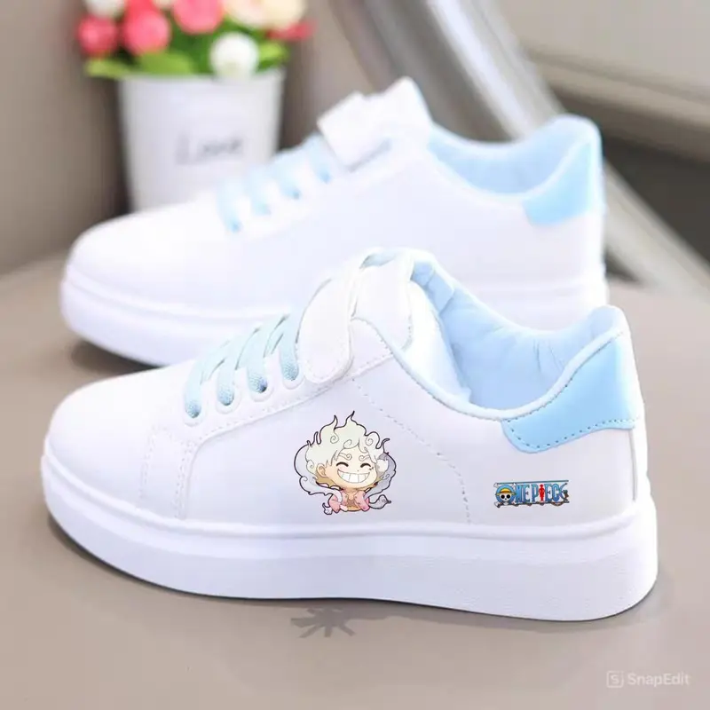 Sepatu Anak Perempuan Luffy One Piece Motif Terbaru - Putih, Pink, Biru - TK/SD 2025 Fashion 5