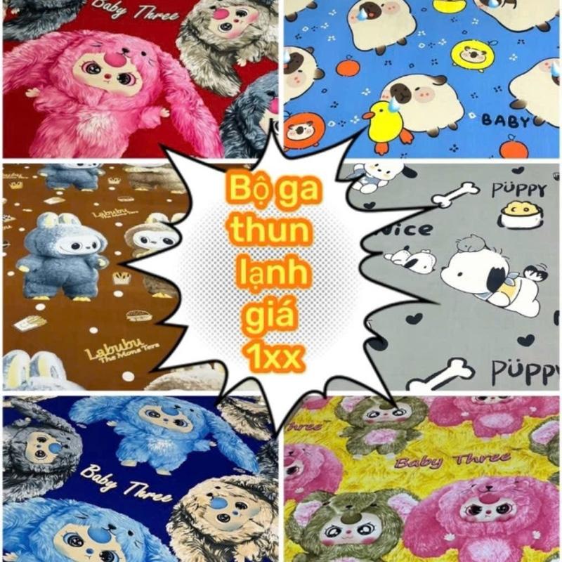 [Mẫu hot trend]Bộ ga thun lạnh 4 món: 1 ga bo chun, 2 vỏ nằm, 1 vỏ ôm rút ,bọc cho nệm cao 5 đến 20cm, drap ga giường gagoi ga bộ gagiuong giá rẻ gathunlanh babythree labubu capybara ga thun lạnh hàn quốc