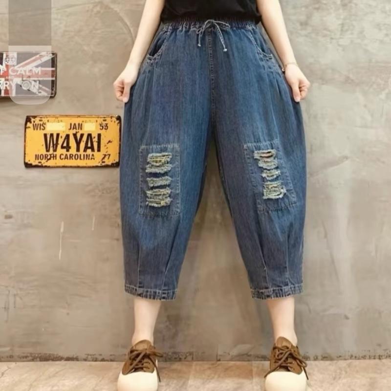  Quần ngố lửng 80cm vải jean dày mềm hoạ tiết rách phong cách trẻ trung năng động cá tính . 