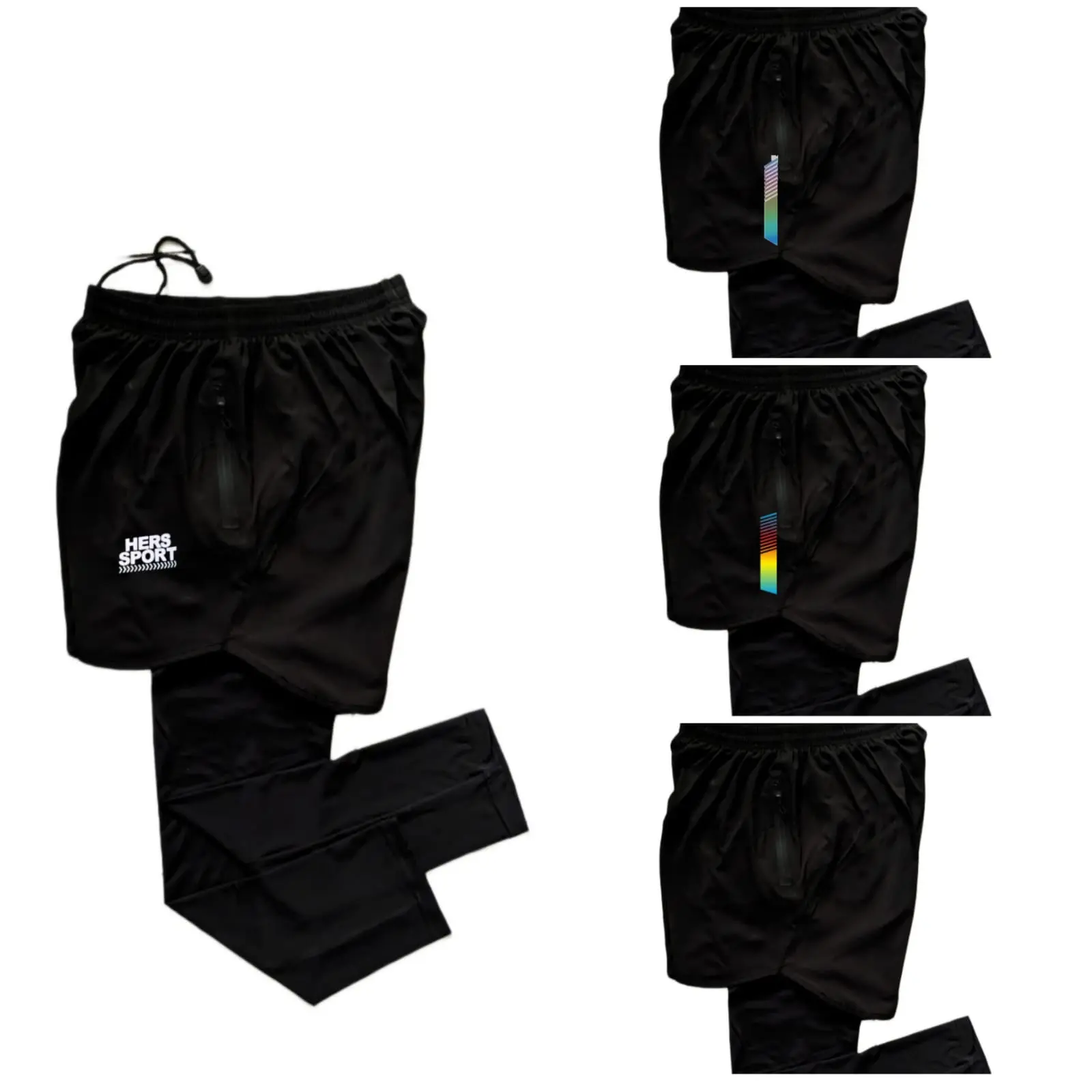 Celana Legging Panjang 2in1 Double Layer Reflective Pria Wanita Unisex Gym Fitness Running