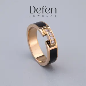 Defen Jewelry - Bisa COD Cincin Titanium Wanita Gold Dan Rose Gold Anti Karat Anti Luntur Perhiasan Cincin Perempuan Ketlyn 406