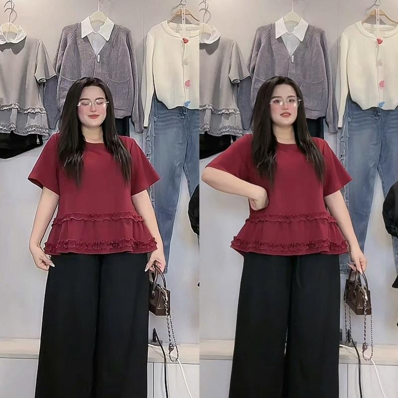 SET BÈO NTH áo tầng bèo umi hàn + quần viền bèo len lông thỏ bigsize