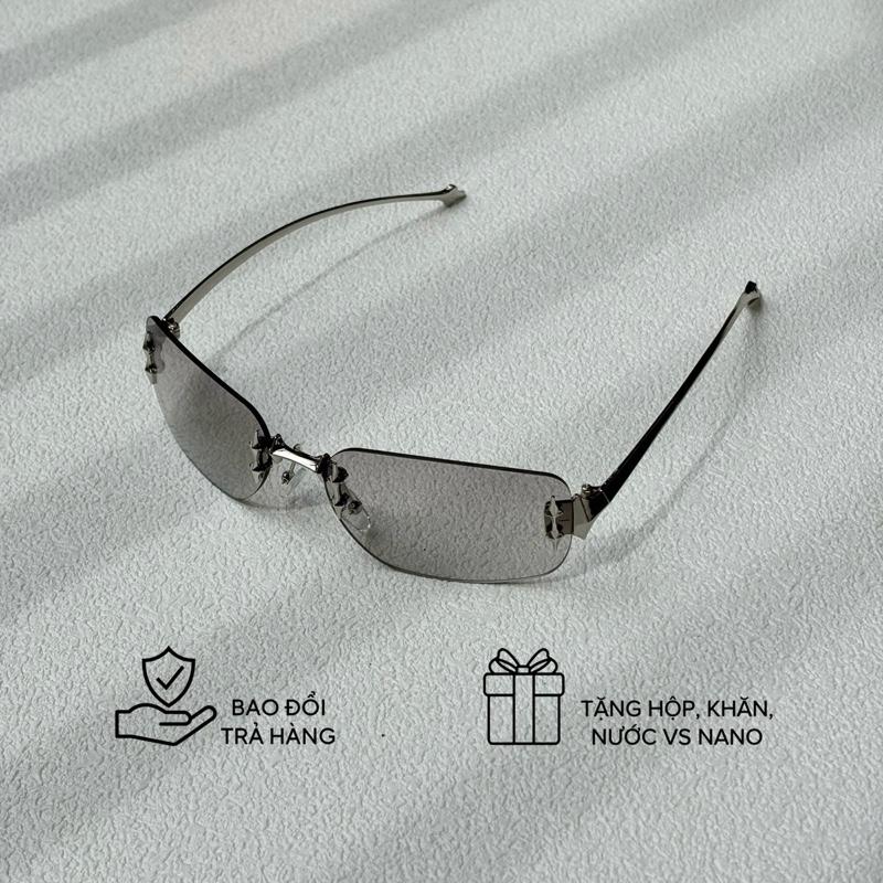 Kính râm không viền TL chất chơi sang chảnh kính râm chống tia UV Kính Mắt (tặng nước rửa kính cao cấp) Pin Trang Trí Women 2