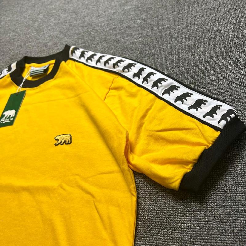 KAOS Pria Casual Taped Ringer Kuning Bordir dengan Logo Dada Bordir Komputer - Bahan Katun Combad 24s 3