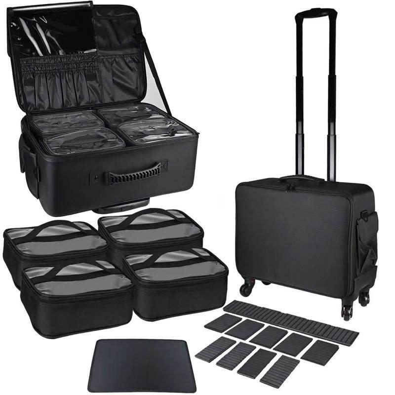 Cốp Makeup Vali Kéo Vải 48cm – Cốp Đựng Mỹ Phẩm Chuyên Nghiệp Nhiều Ngăn, Nhẹ, Bền, Có Tay Kéo – Bảo Hà BH 24 Tháng