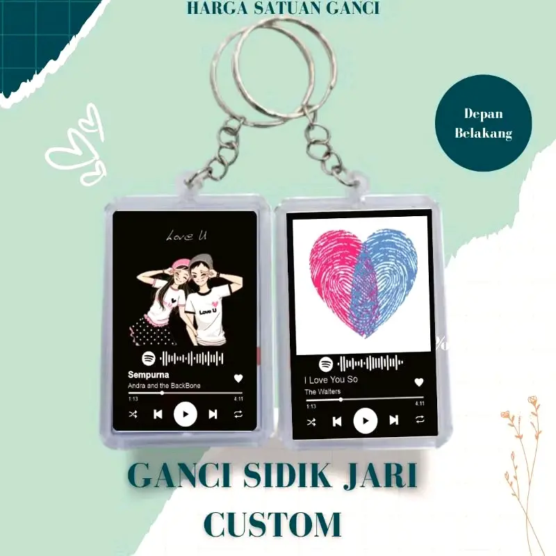 GANCI gantungan kunci spotify sidik jari custom gantungan keychain gantungan kunci tas