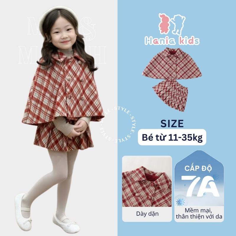  Set Áo Choàng  Chân Váy Xếp Li Hania Kids Cho Bé Gái Mùa Đông 