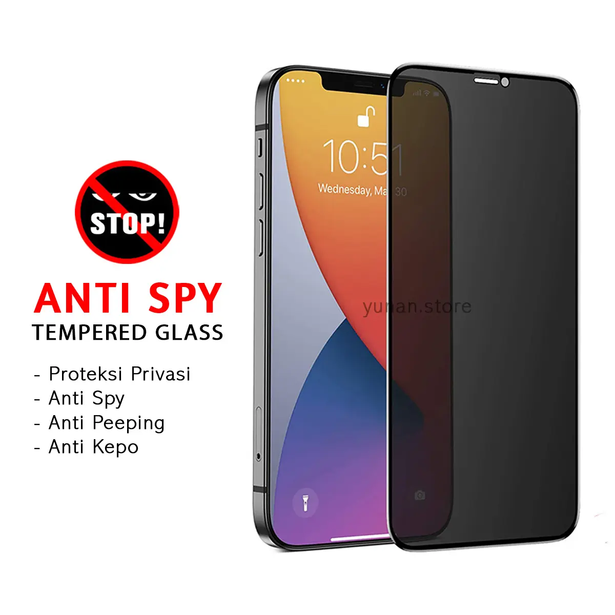Tempered Glass Privasi Anti Spy iPh*ne 11 13 12 14 15 Pro Max 7 8 Plus X XR XS Max SE Screen Protector Privacy